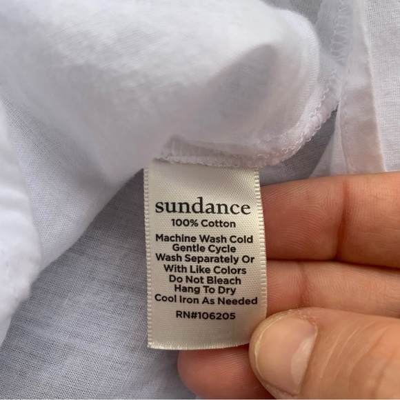 Sundance Tensift White Blouse Women M Cotton Boho Rolled Sleeve Front Button - Picture 7 of 8